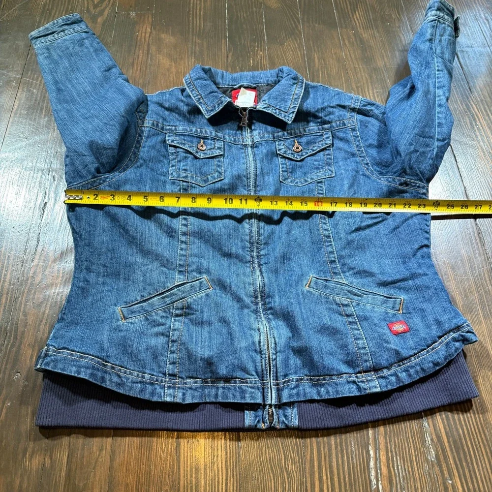 Vintage Dickies Jacket‎ Womens XL Blue Denim Trucker Jean Insulated Y2K Chore